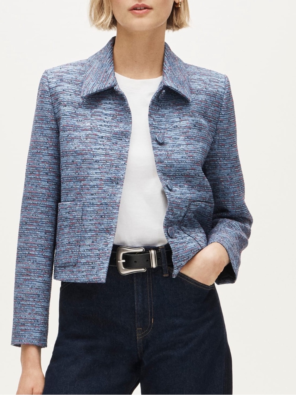J. Crew Jacket Blue Multicolor Tweed Cropped Blazer BNWT